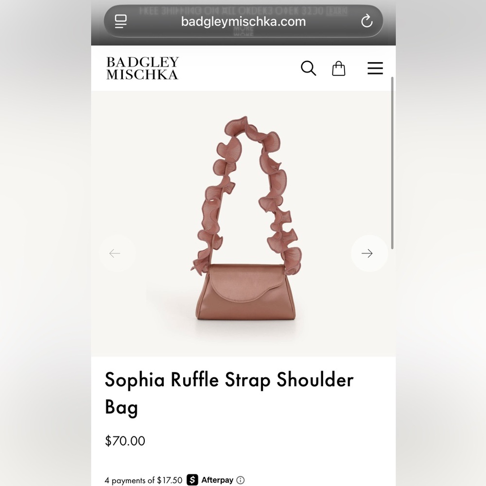 Jewel Badgley Mischka White Ruffle Strap Shoulder Bag - Picture 5 of 5